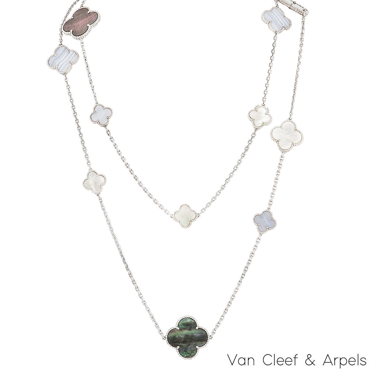 Van Cleef & Arpels White Gold Mother of Pearl Magic Alhambra Necklace VCARN19000